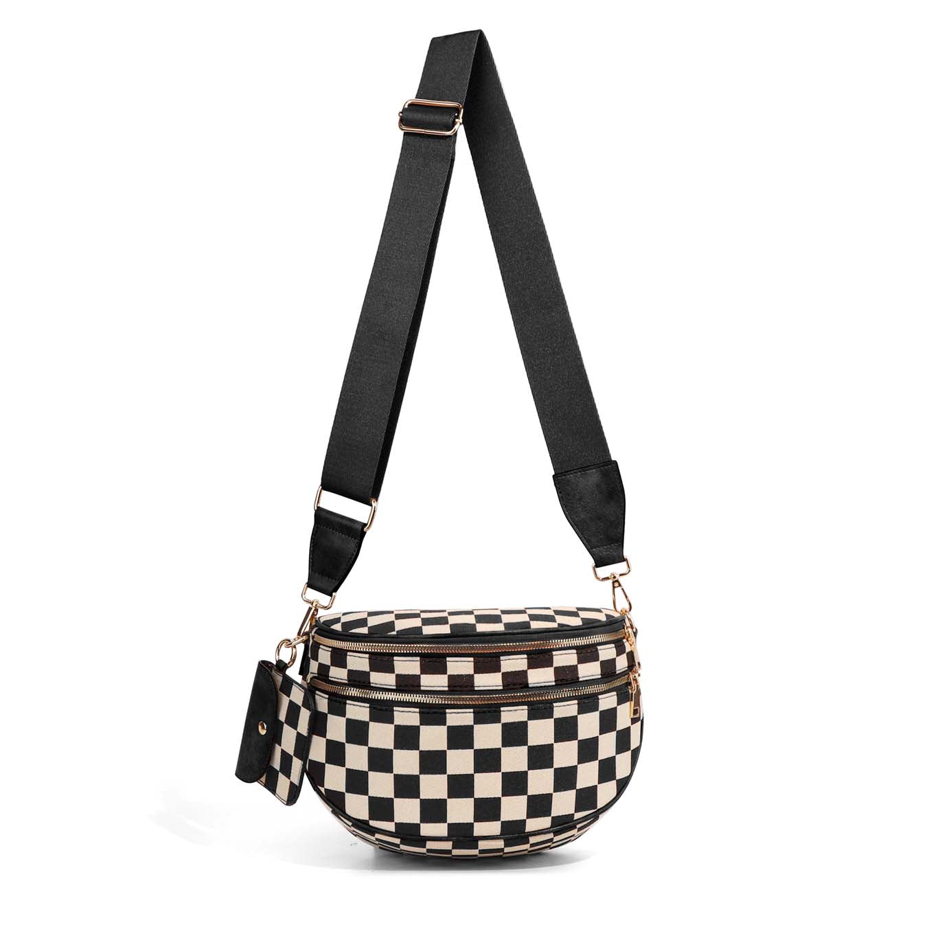 Kaylee Mixed Media Double Zip Crossbody Sling Bag view 15 - Bag Crossbody