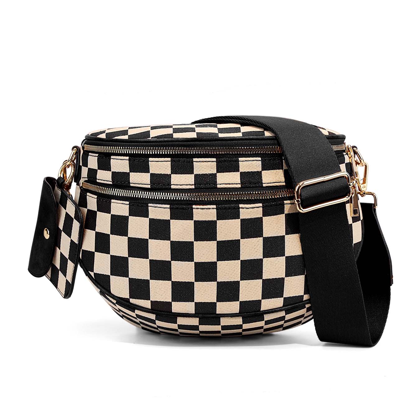 Kaylee Mixed Media Double Zip Crossbody Sling Bag view 17 - Bag Crossbody