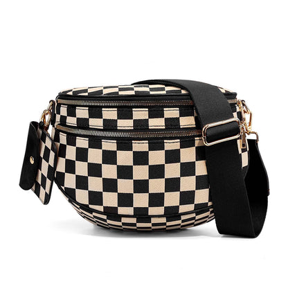 Kaylee Mixed Media Double Zip Crossbody Sling Bag view 17 - Bag Crossbody
