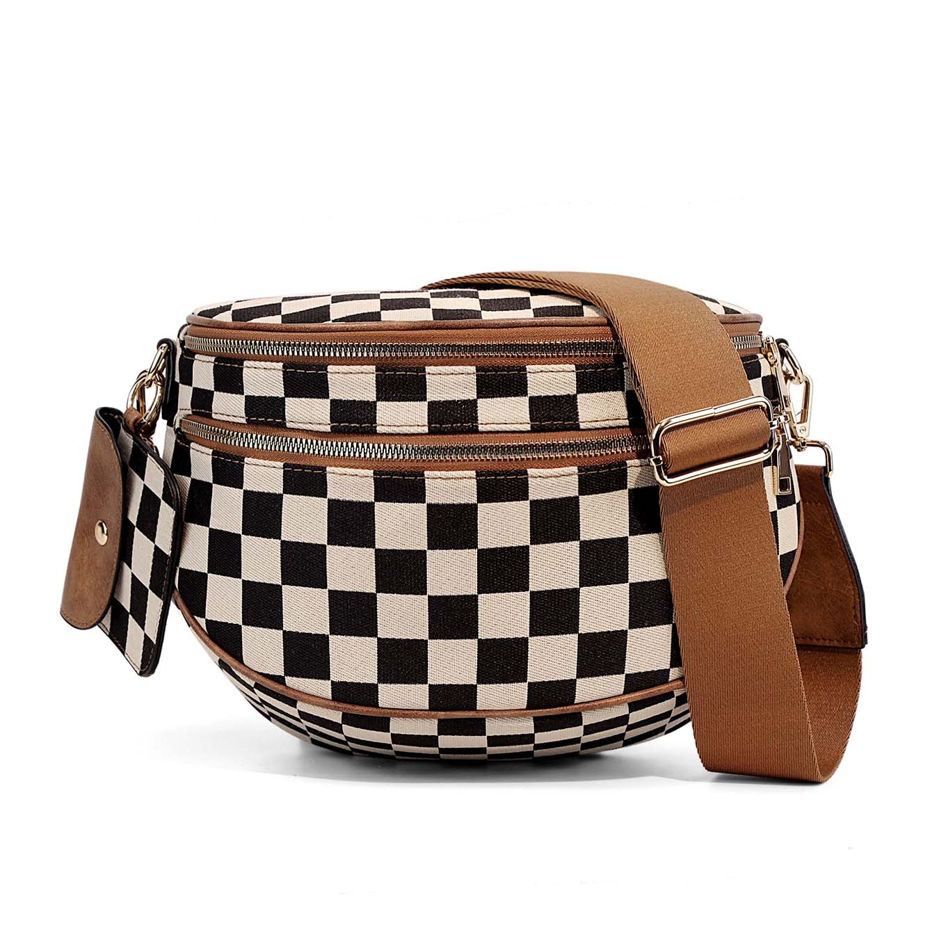 Kaylee Mixed Media Double Zip Crossbody Sling Bag view 5 - Bag Crossbody