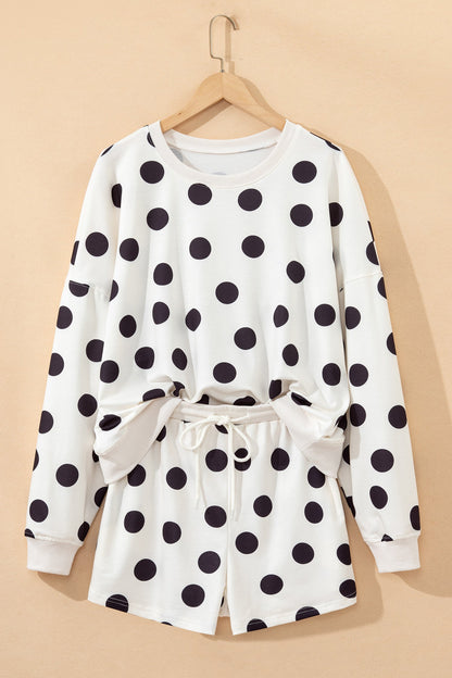 kaylee polka dot Kaylee Polka Dot Print Pullover Shorts Set - Cream view 3 (bottom) - shop at us.meeeshop