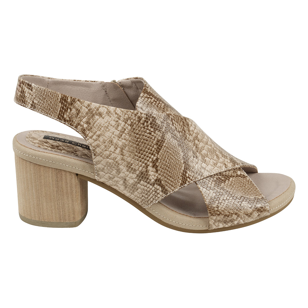 Keefa Snake/beige Cross Strap Slingback Heeled Sandals Snake/Beige view 4 (bag) - heeled sandals, sling - shop at us.meeeshop