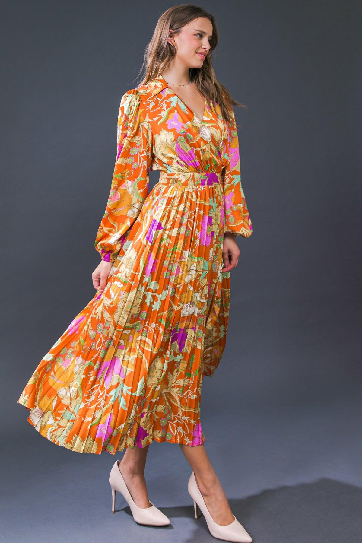 Keep Getting Better Woven Midi Dress in BURNT ORANGE