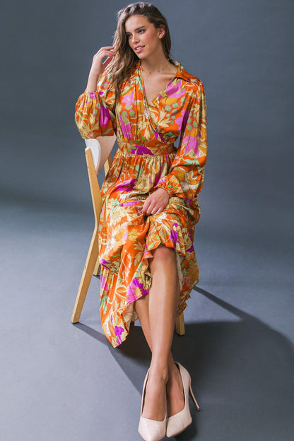 Keep Getting Better Woven Midi Dress in BURNT ORANGE view 3