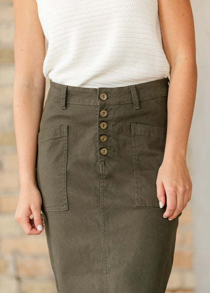 Kennedy Olive Midi Denim Skirt view 12 (dress)