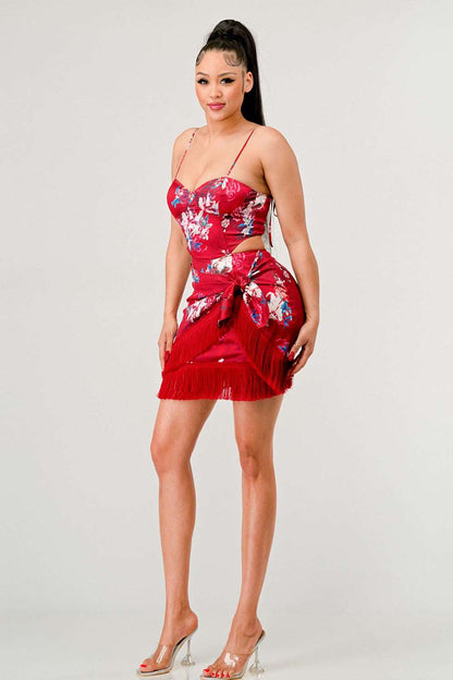 Kimono Floral Print Mini Dress Top - MeeeShop Women's Fashion