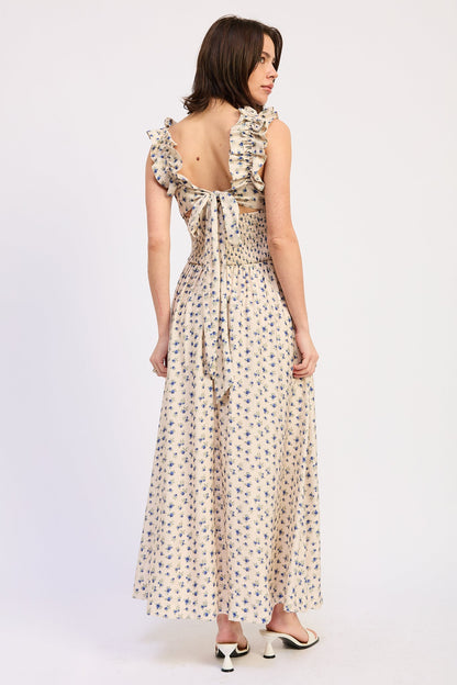 Kinsley Midi Dress in Blue Multi view 3 - Kinsley Midi Dress - Beige