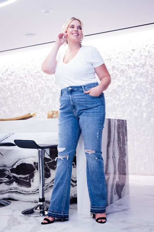Kinsley plus High Rise Skinny Bootcut with Release Hem Jeans in P-16 - High-Waisted (bottom)