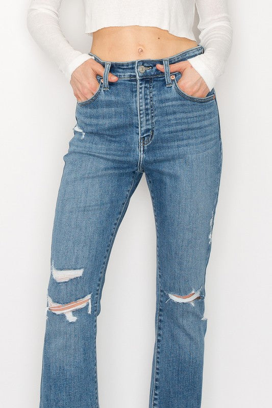 Kinsley plus High Rise Skinny Bootcut with Release Hem Jeans in P-22 view 4 - High-Waisted (bottom)