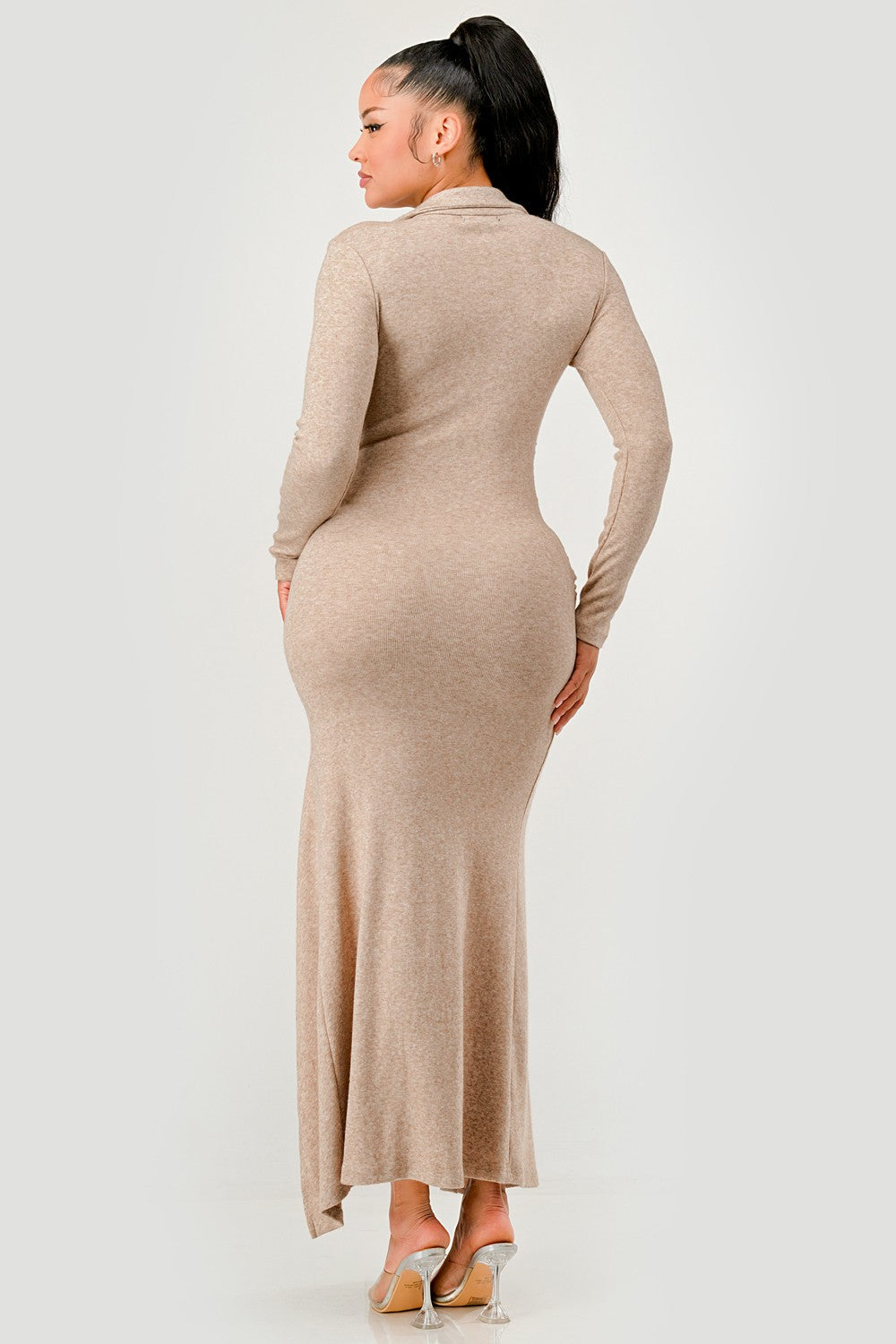 Knit Collar Tie Front Maxi Dress in 2XL view 6 - Fall Wardrobe Essential - Knit Collar Dress Midi