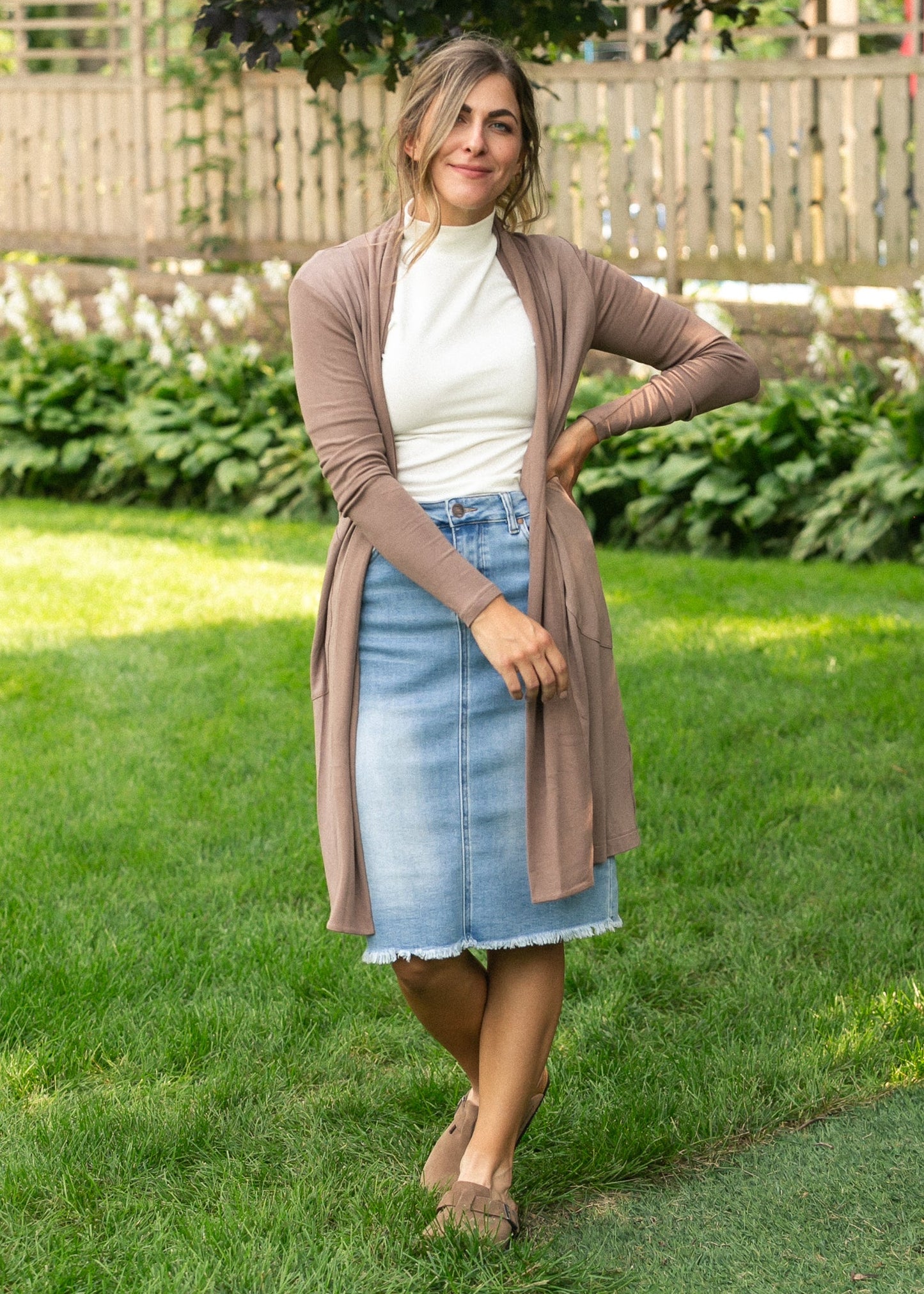 Kylin Open Front Cardigan Top in Chocolate Brown - Open Cardigan