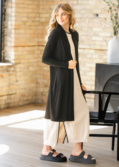 Kylin Open Front Cardigan Top in Chocolate Brown view 9 - Open Cardigan