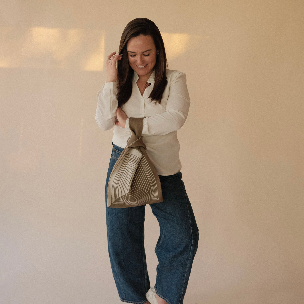 Labyrinth Beige Handbag view 6