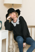 Lace Collared French Terry Sweatshirt in S - Lace Collared Sweater (top)