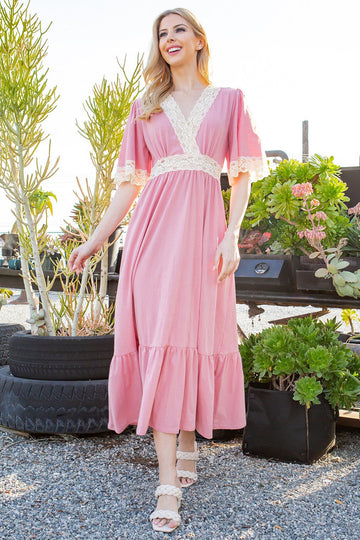 Lace Trimmed Detailed Tiered Dress - MeeeShop Women's Fashion