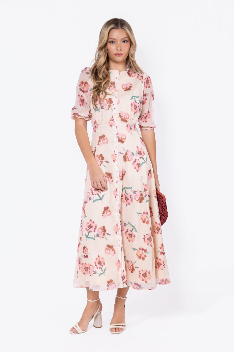 Lana Dress (beige/pink) S view 2 (dress) - lana del rey beige dress, beige dress near me, what color li - shop at us.meeeshop