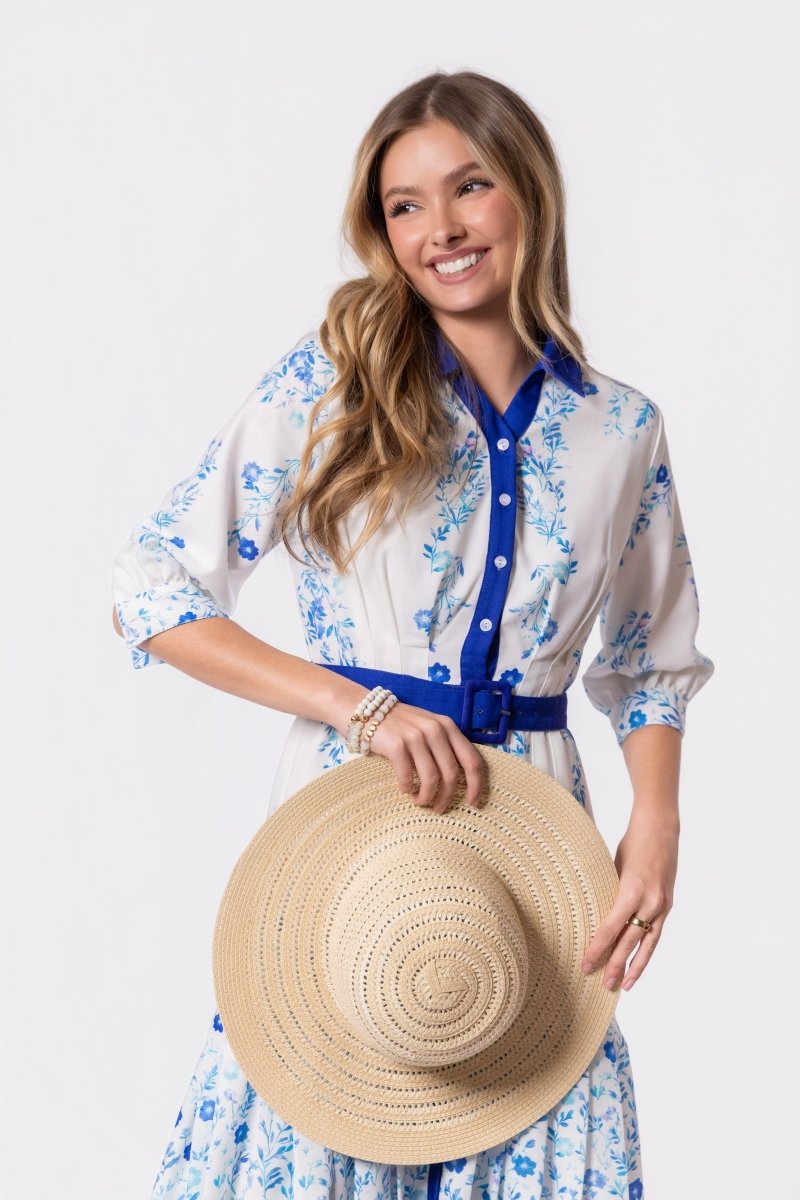 Laurent Dress (white Teal) S view 2 (dress) - lauren white dress, lauren white dress shirt, lauren whit - shop at us.meeeshop