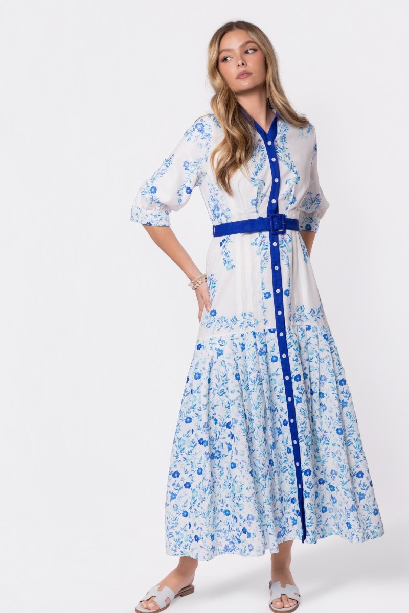 Laurent Dress (white Teal) XS (dress) - lauren white dress, lauren white dress shirt, lauren white dres - shop at us.meeeshop