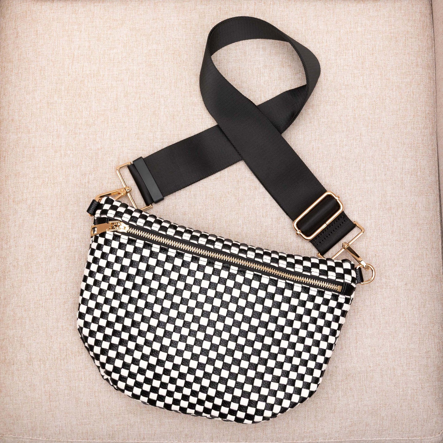 Layla Woven Checkered Crossbody Sling Bag view 10 - Layla Woven Bag