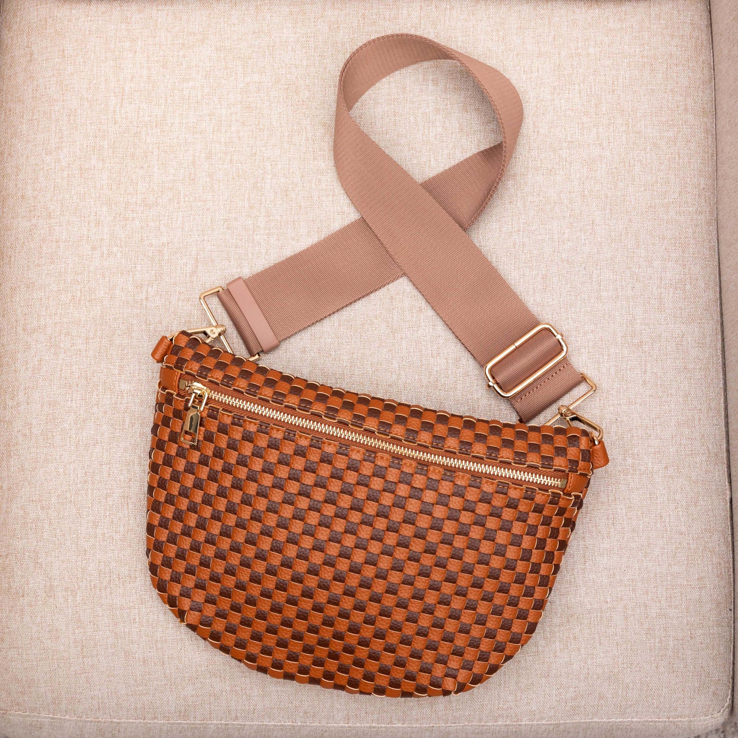Layla Woven Checkered Crossbody Sling Bag view 14 - Layla Woven Bag