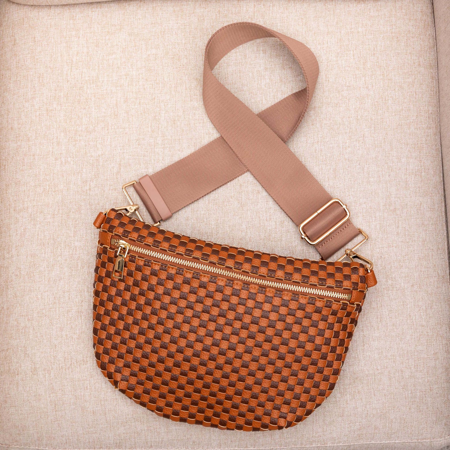 Layla Woven Checkered Crossbody Sling Bag view 30 - Layla Woven Bag