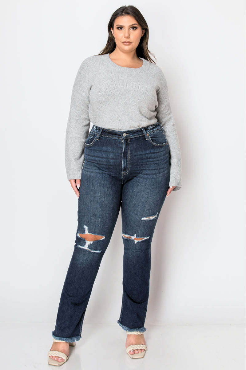 Leah plus High Rise Western Boot Jeans in P-16 - High-Waisted - Jeans Boot (bottom)
