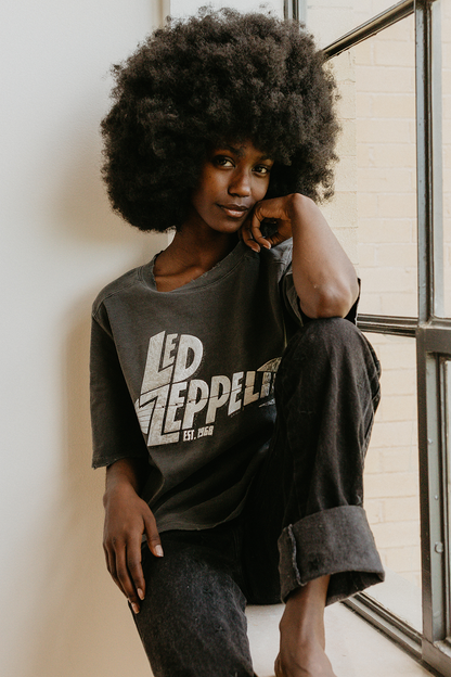 Led Zeppelin Mothership 1968 Tee in Vintage Black view 2 - Led Zeppelin Tee Shirts (top)