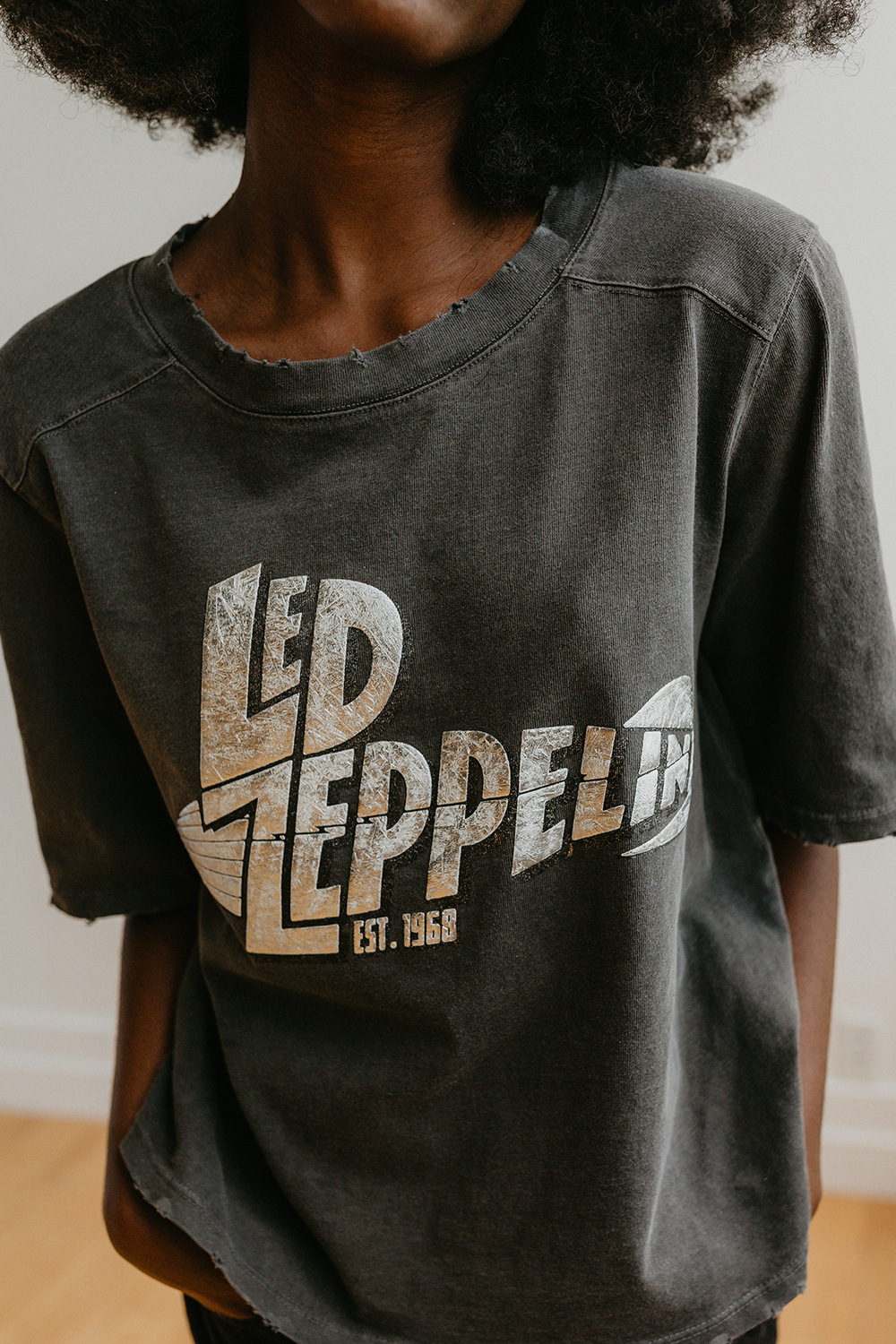 Led Zeppelin Mothership 1968 Tee in Vintage Black view 4 - Led Zeppelin Tee Shirts (top)