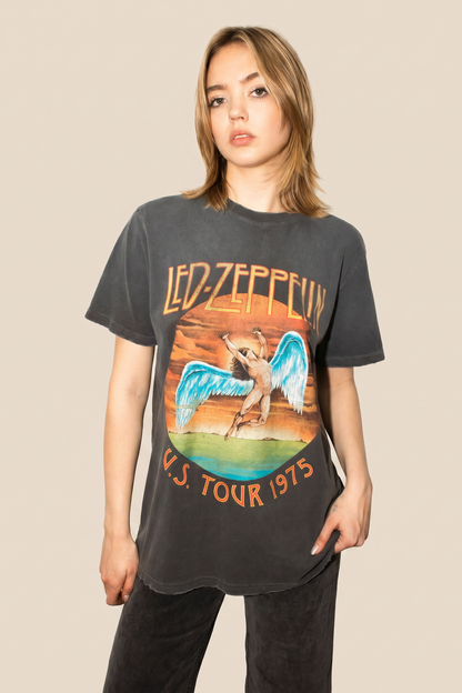 Led Zeppelin U.s Tour 1975 Sunkissed Gray Tee in M view 3 - Led Zeppelin Tee Shirts (top)