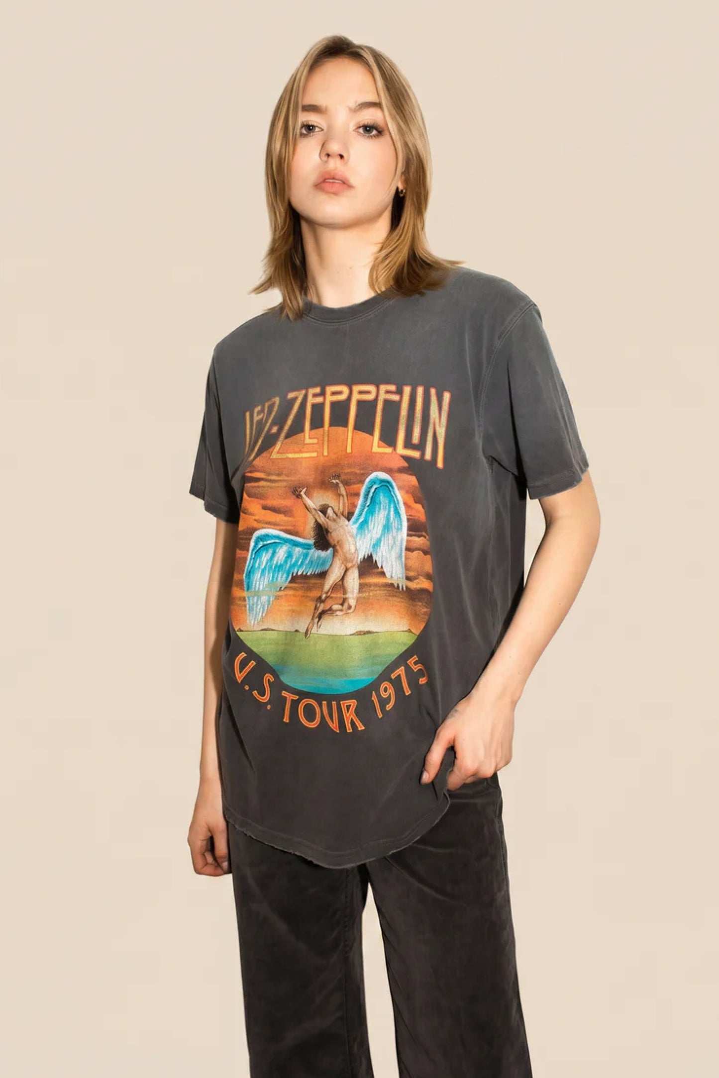 Led Zeppelin U.s Tour 1975 Sunkissed Gray Tee in XS - Led Zeppelin Tee Shirts (top)