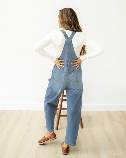 Leilani Adjustable Buckle Straps Straight Leg Denim Overalls view 7 (bottom)