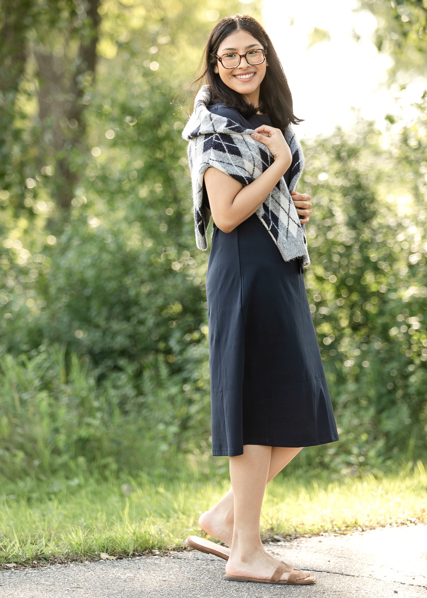 Lennox Classic Midi Dress in Black view 8