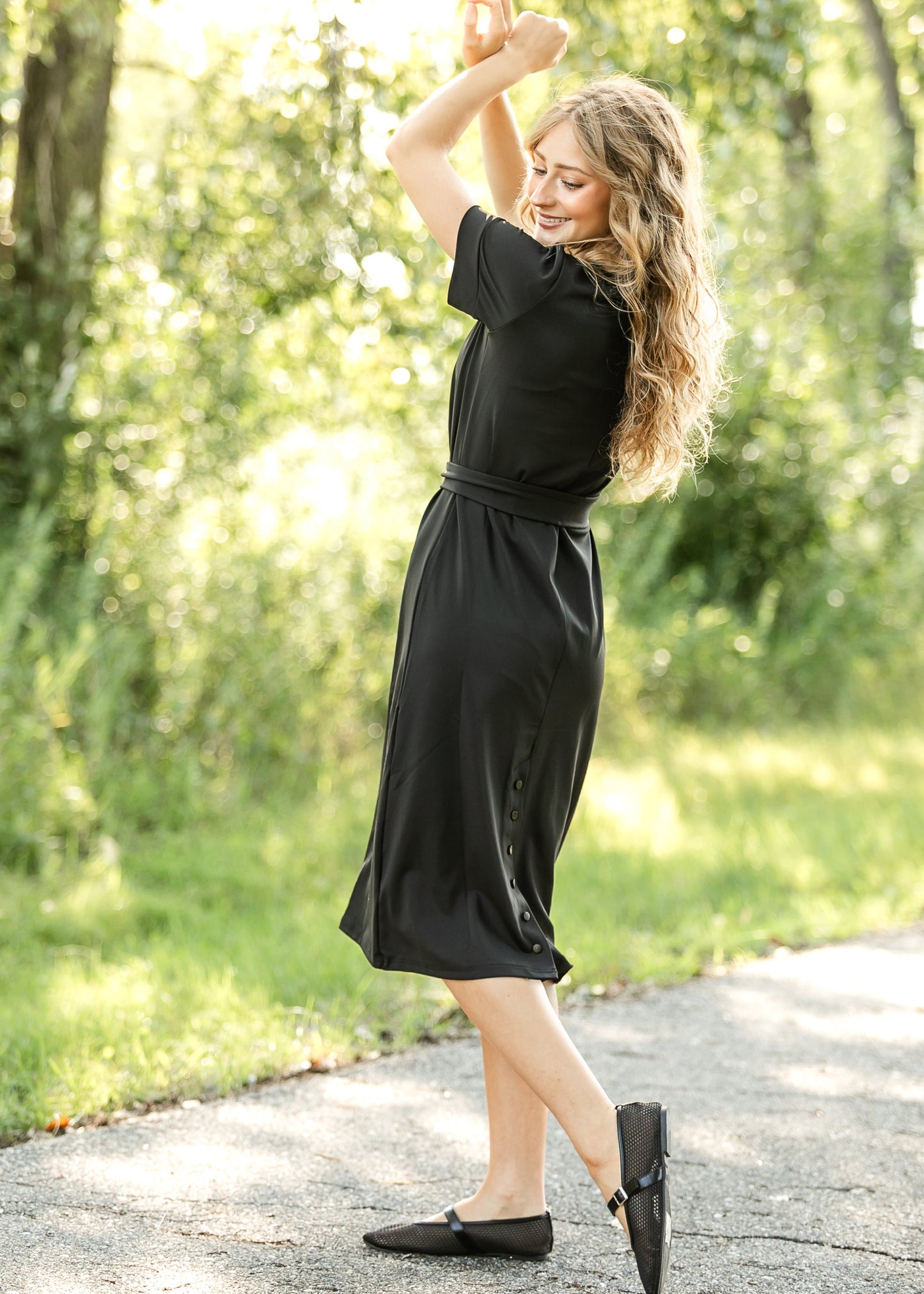 Lennox Classic Midi Dress in Gray view 11