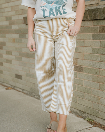 Lennox Stripe Casual Barrel Jeans in Khaki Stripe (bottom)
