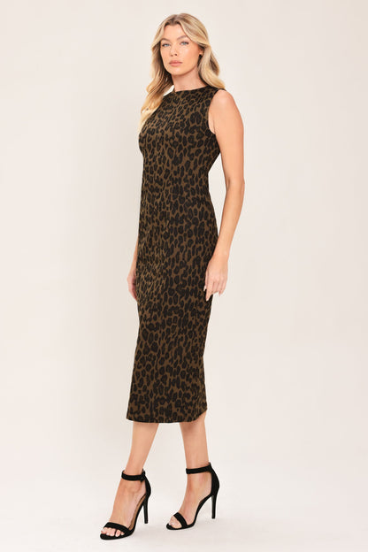 Leopard Icon Twill Midi Dress in LEOPARD view 5