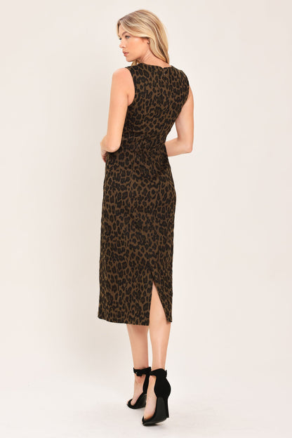 Leopard Icon Twill Midi Dress in LEOPARD view 6