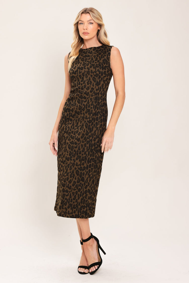 Leopard Icon Twill Midi Dress LEOPARD view 4 (dress) - midi dress, twill midi dress - shop at us.meeeshop