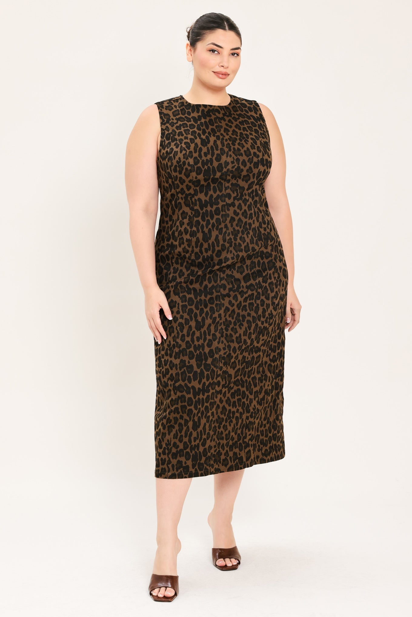 Leopard Icon Twill Midi Dress view 9