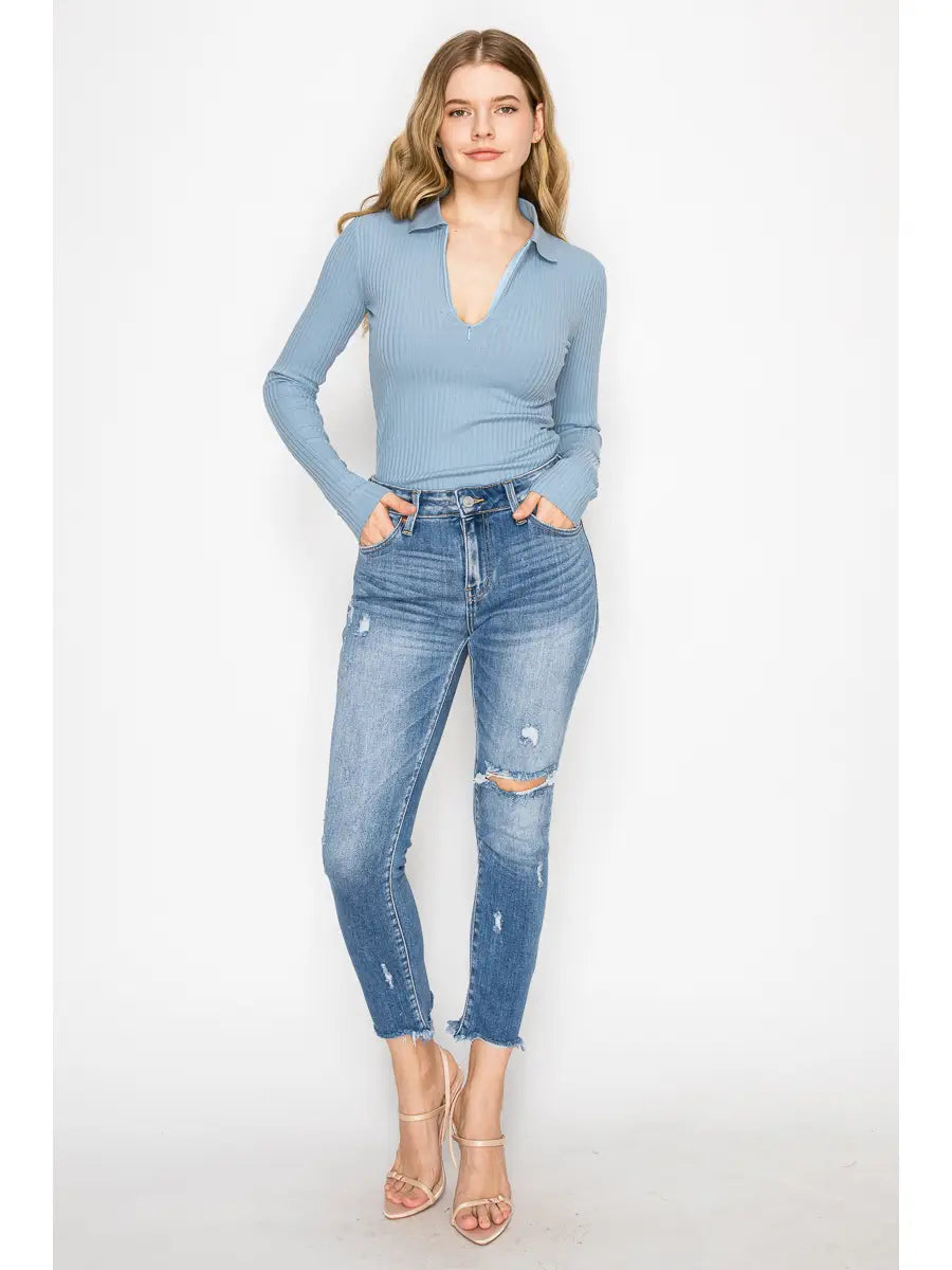 Leslie Mid Rise Ankle Cigarette Jeans in 11 (29) view 6 (bottom)