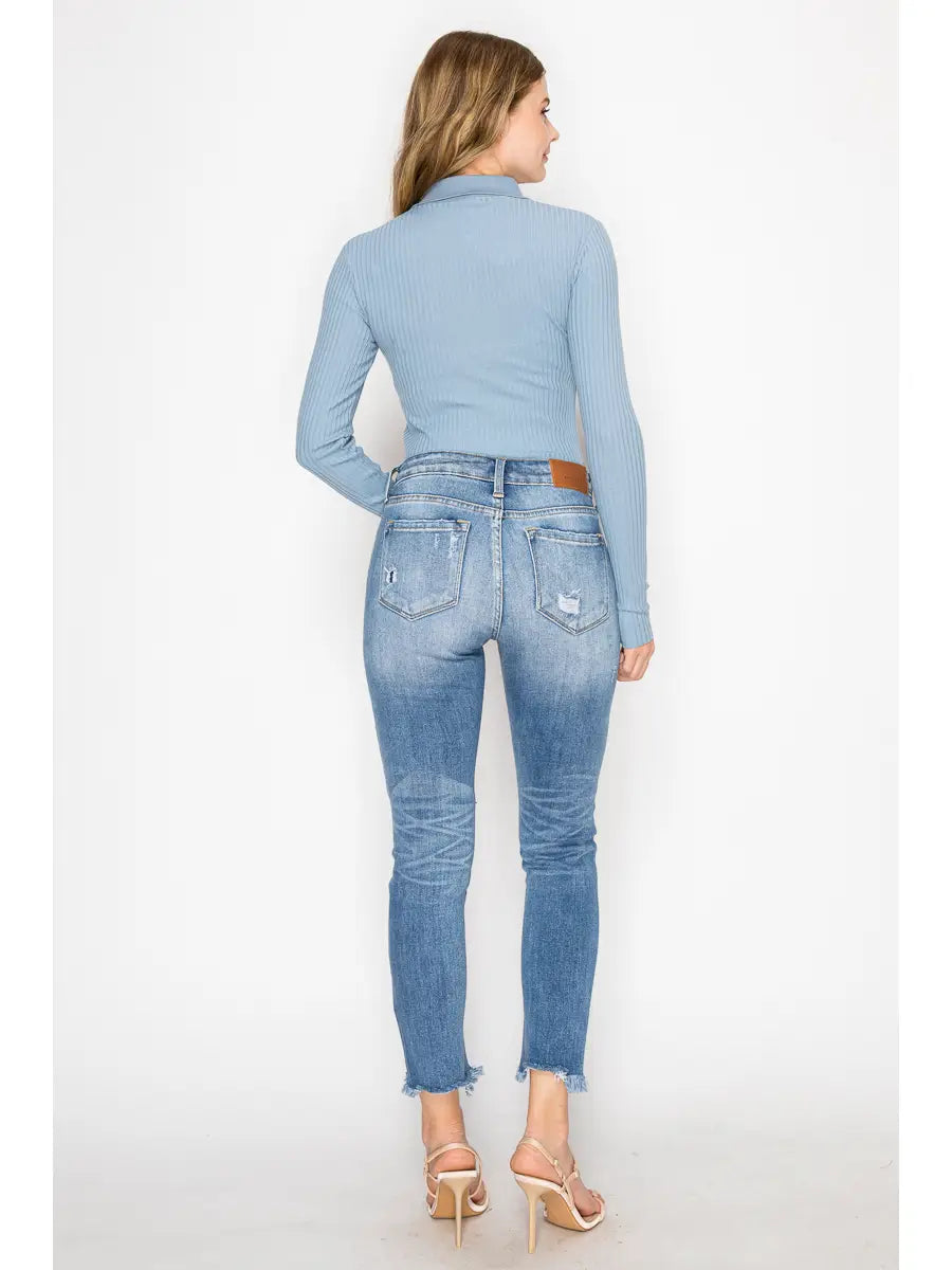 Leslie Mid Rise Ankle Cigarette Jeans in 13 (30) view 7 (bottom)
