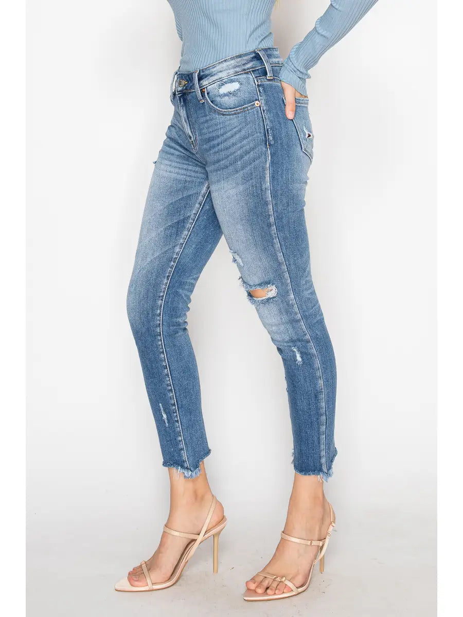Leslie Mid Rise Ankle Cigarette Jeans in 5 (26) view 3 (bottom)