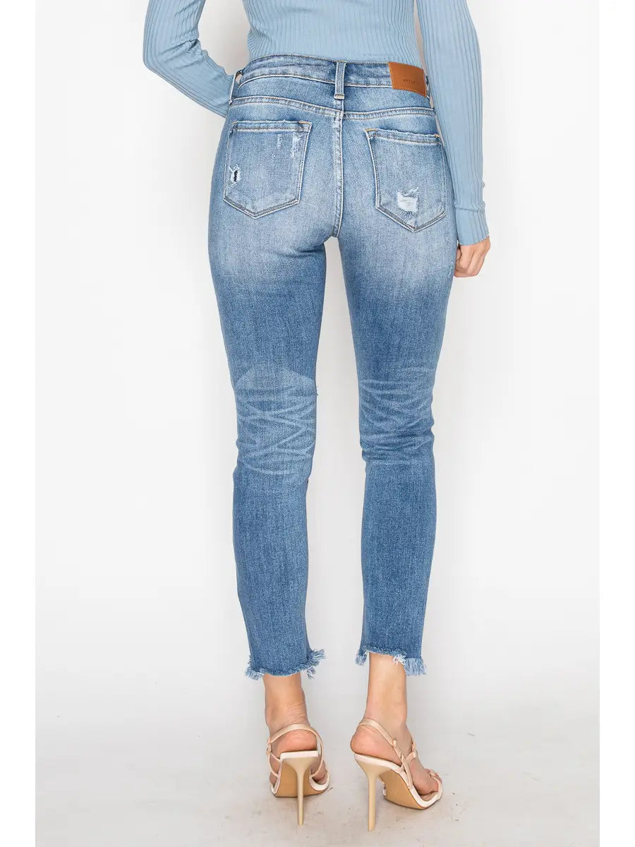 Leslie Mid Rise Ankle Cigarette Jeans in 7 (27) view 4 (bottom)