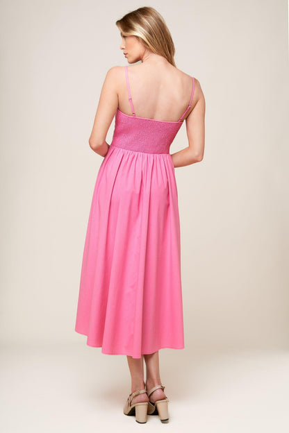Let the Light Pink Woven Midi Dress view 7