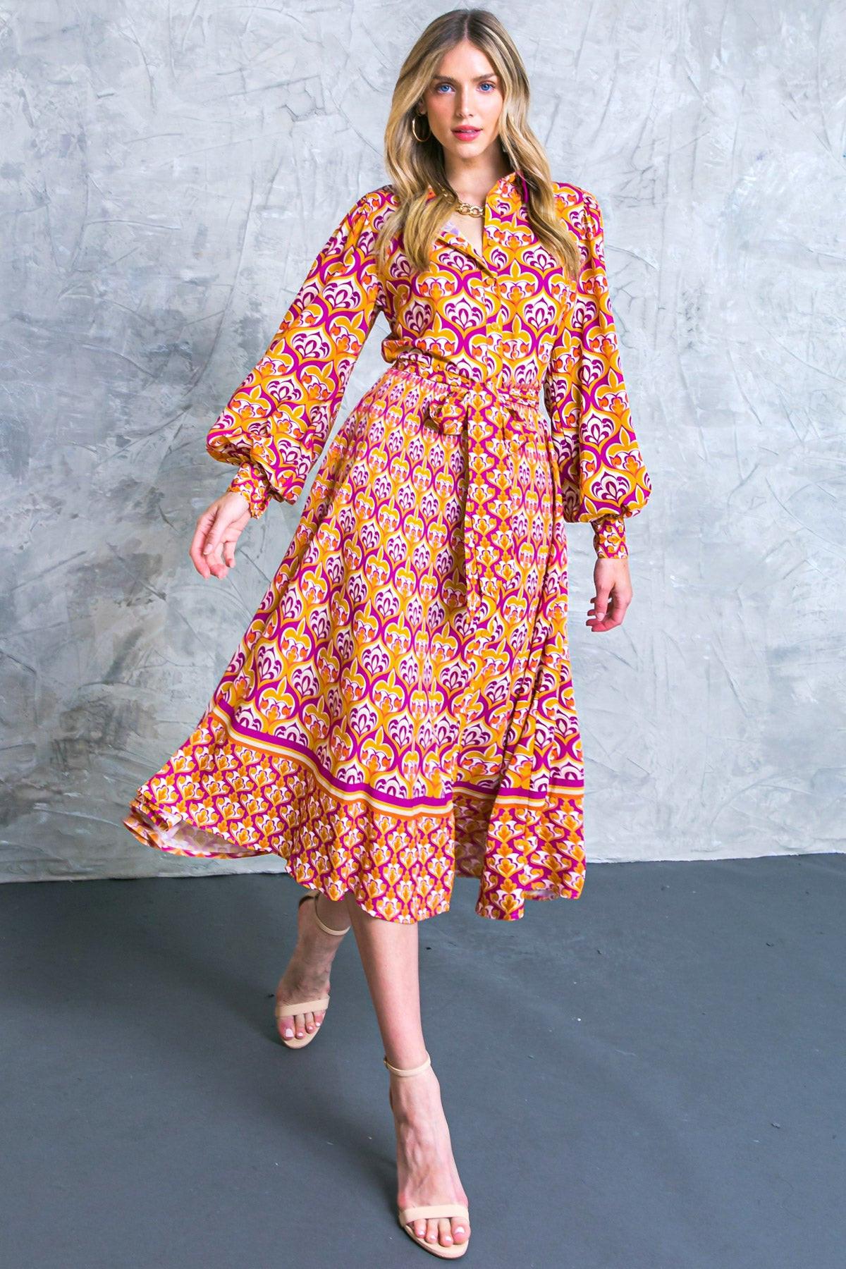 Lifetime Celebrations Woven Shirt Dress in MAGENTA view 3
