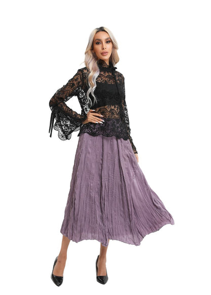 Lightweight Wrinkle Midi Skirt (one Size) in Beige view 4 - Lightweight Crinkle Skirt (dress)