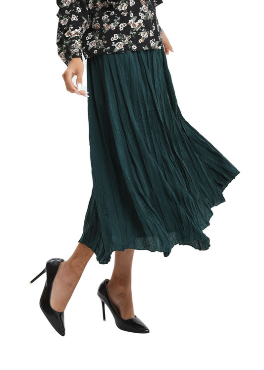 Lightweight Wrinkle Midi Skirt (one Size) in Brown - Lightweight Crinkle Skirt (dress)