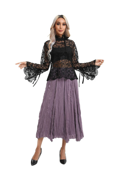 Lightweight Wrinkle Midi Skirt (one Size) in Purple view 3 - Lightweight Crinkle Skirt (dress)