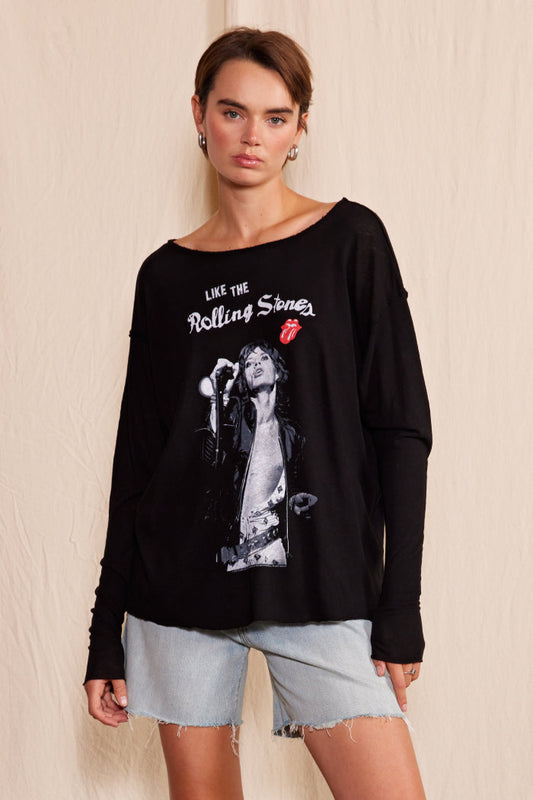 Like the Rolling Stones Tee in Black (top)