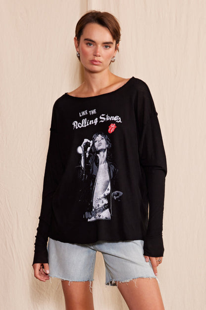 Like the Rolling Stones Tee in Black (top)