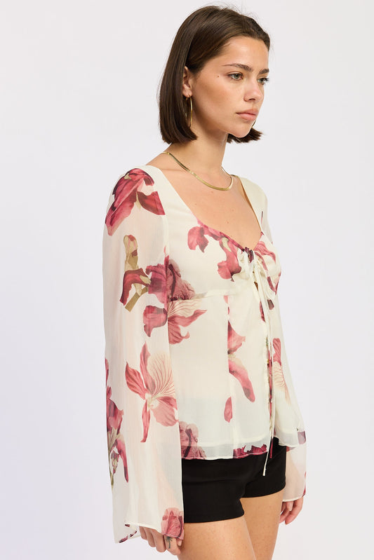 Liliosa Blouse in Ivory Red view 2 (top)